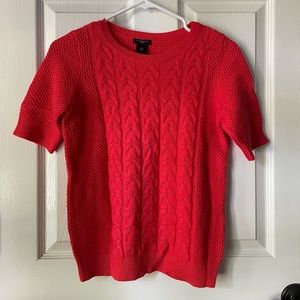Ann Taylor Red-Orange Short Sleeve Sweater